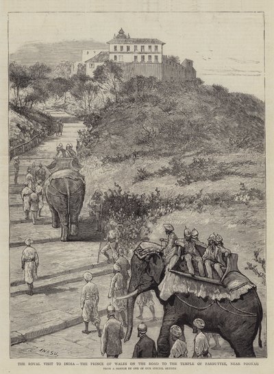 Der königliche Besuch in Indien, der Prinz von Wales auf dem Weg zum Tempel von Parbuttee, in der Nähe von Poonah von Joseph Nash